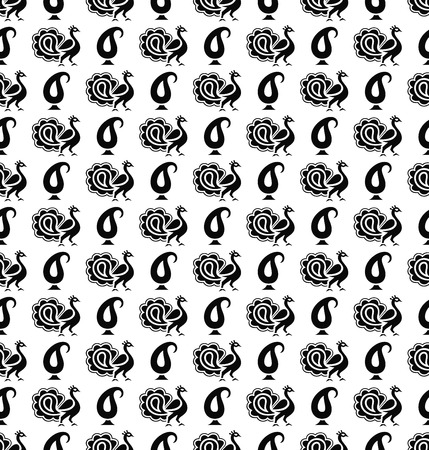 Traditional seamless wallpaper with peacock imageのイラスト素材