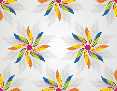 Seamless abstract flowers on silver backgroundの写真素材
