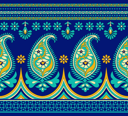 Traditional seamless indian paisley borderの写真素材