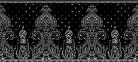 Seamless traditional indian paisley borderの写真素材