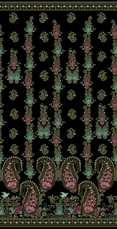 Seamless tribal border on black backgroundの写真素材