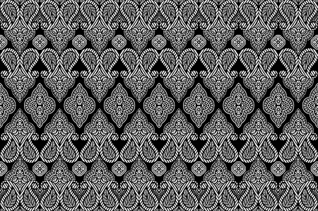 Seamless black and white paisley borderの写真素材