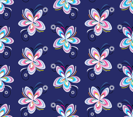 Seamless colorful fancy floral wallpaperのイラスト素材