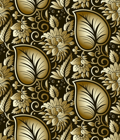Seamless golden floral backgroundのイラスト素材