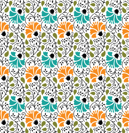 Seamless cute floral pattern on white backgroundのイラスト素材
