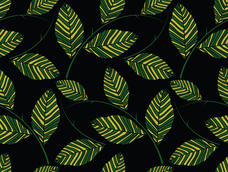 Green seamless leaves wallpaperのイラスト素材