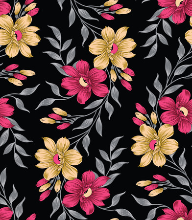Seamless textile flower patternのイラスト素材
