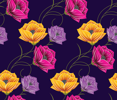 Seamless vintage rose flower patternのイラスト素材