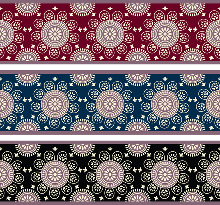 Seamless vector floral border with sample colorsのイラスト素材