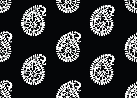 Seamless black and white paisley patternのイラスト素材