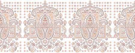 Seamless traditional indian paisley borderの写真素材