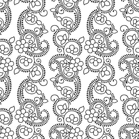 Seamless black and white paisley patternのイラスト素材