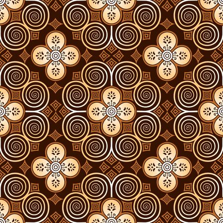 Seamless vintage brown vector floral wallpaperのイラスト素材