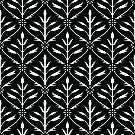 Seamless black and white damask wallpaperのイラスト素材