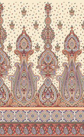 Seamless vintage border with traditional Asian design elementsの写真素材