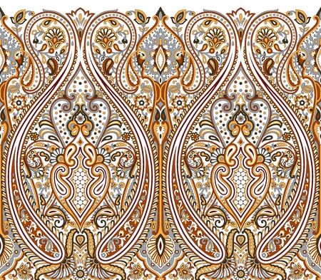 Paisley border with traditional Asian design elementsの写真素材