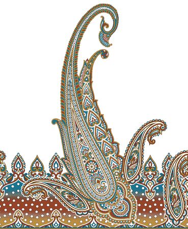 Seamless paisley border with traditional Asian design elementsの写真素材