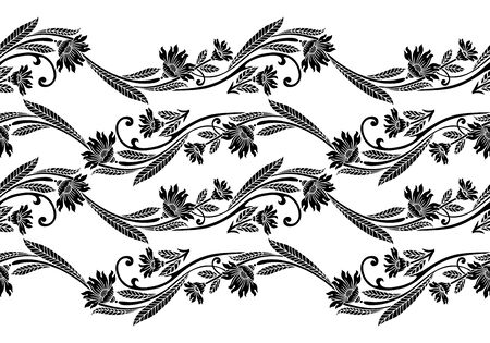 Seamless vintage floral border designのイラスト素材