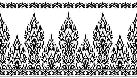 Seamless black and white ornamental borderのイラスト素材