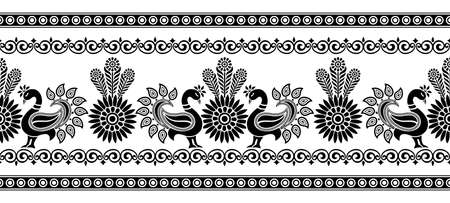 Seamless vector border with peacockのイラスト素材