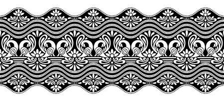Seamless traditional Asian peacock borderのイラスト素材