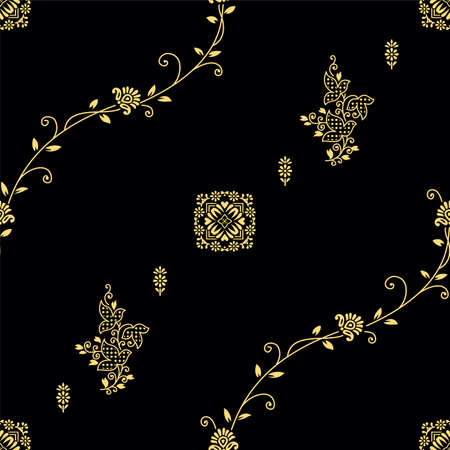 Asian cute paisley pattern design with floral elementsのイラスト素材