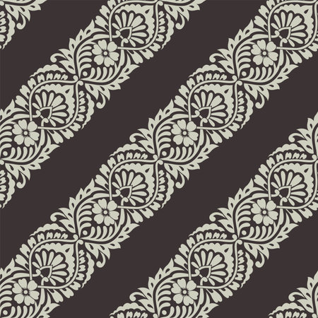 Traditional Asian floral damask wallpaperのイラスト素材
