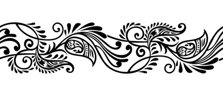 Tribal seamless paisley border designのイラスト素材