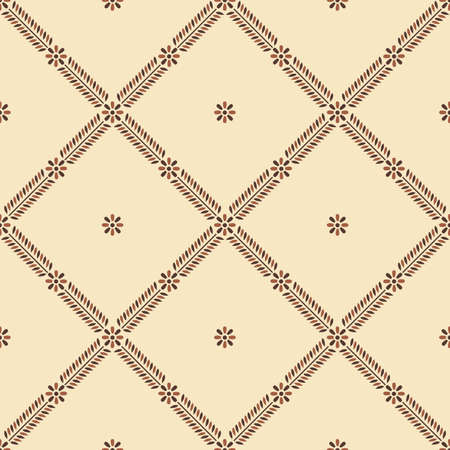 Seamless geometrical flowers with leaves pattern designのイラスト素材
