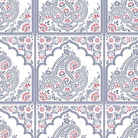 Seamless traditional Asian paisley patternのイラスト素材