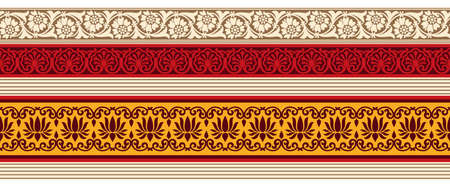 Seamless traditional Asian floral borderのイラスト素材