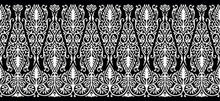 Seamless black and white traditional Asian border designのイラスト素材