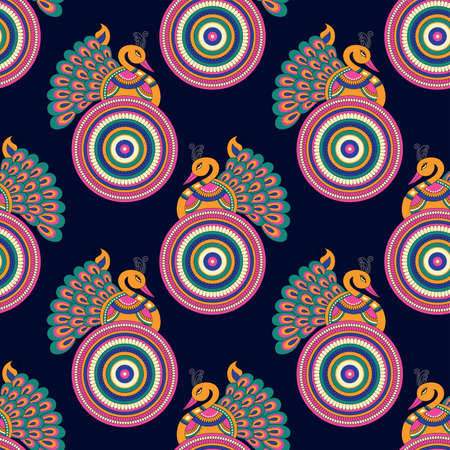 Seamless traditional Asian peacock pattern design