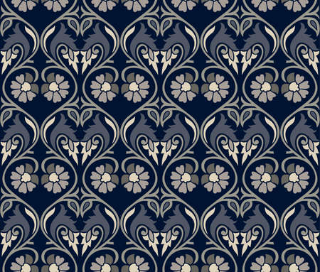 Traditional Asian vector damask floral pattern designのイラスト素材
