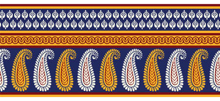 Traditional Asian horizontal paisley borderのイラスト素材