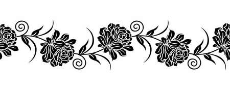 Abstract vector rose flower borderのイラスト素材