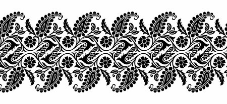 Vector paisley border with floral design elementのイラスト素材