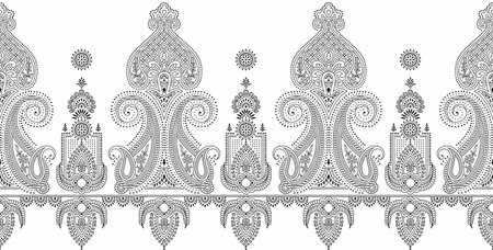 Vector traditional Asian paisley borderのイラスト素材