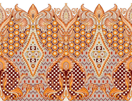 Seamless vintage border with geometrical shapesの写真素材