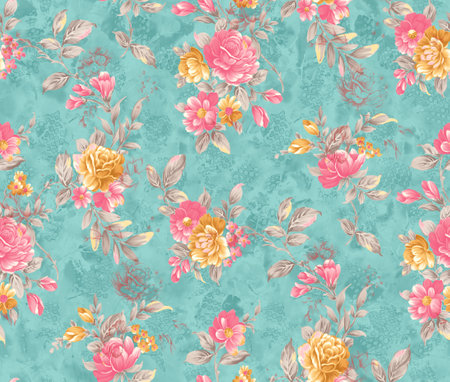 Seamless cute floral pattern designの写真素材