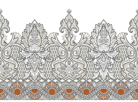 Seamless lacy border design on white backgroundの写真素材