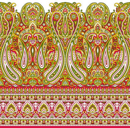 Seamless traditional Asian paisley border designの写真素材