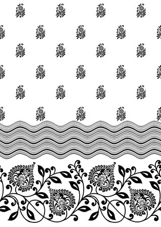 Seamless black and white traditional Asian borderの写真素材