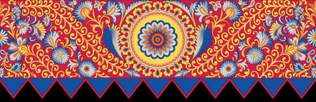 Seamless African tribal floral border design