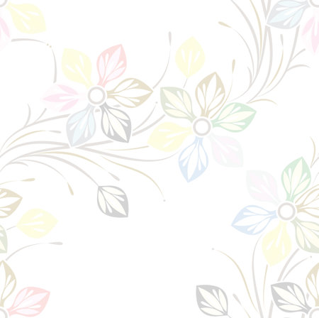 Seamless vector faded flower pattern on white backgroundのイラスト素材