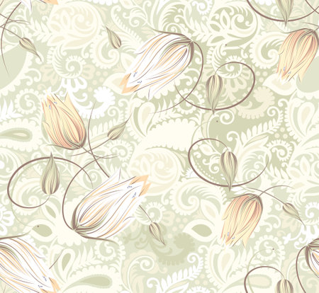 Seamless silky fabric design with rose flowersのイラスト素材