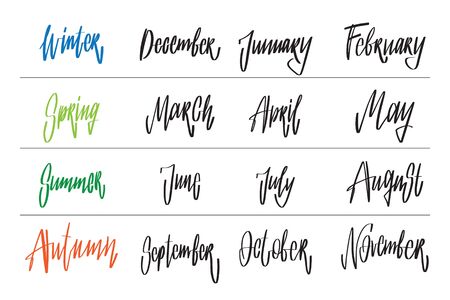 Calendar monthly week with hand drawn months. Template for your designのイラスト素材