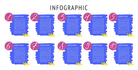 Business infographic  hand drawn template the concept is option step with full color numbers 1-10 can be used for diagram infograph chart business presentation.のイラスト素材