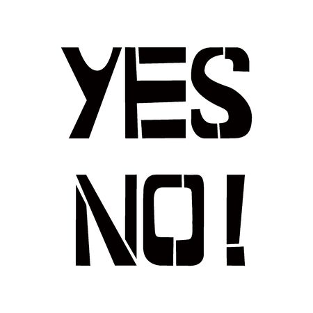 Yes No stencil lettering. Spray paint graffiti on white background. Design templates for greeting cards, overlays, postersのイラスト素材