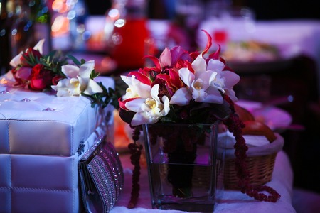 Table set for an event party or wedding reception.